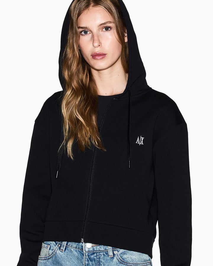 ARMANI EXCHANGE  Felpa Capp. e Zip Logo Ricamato Piccolo Donna |  JEK PIT