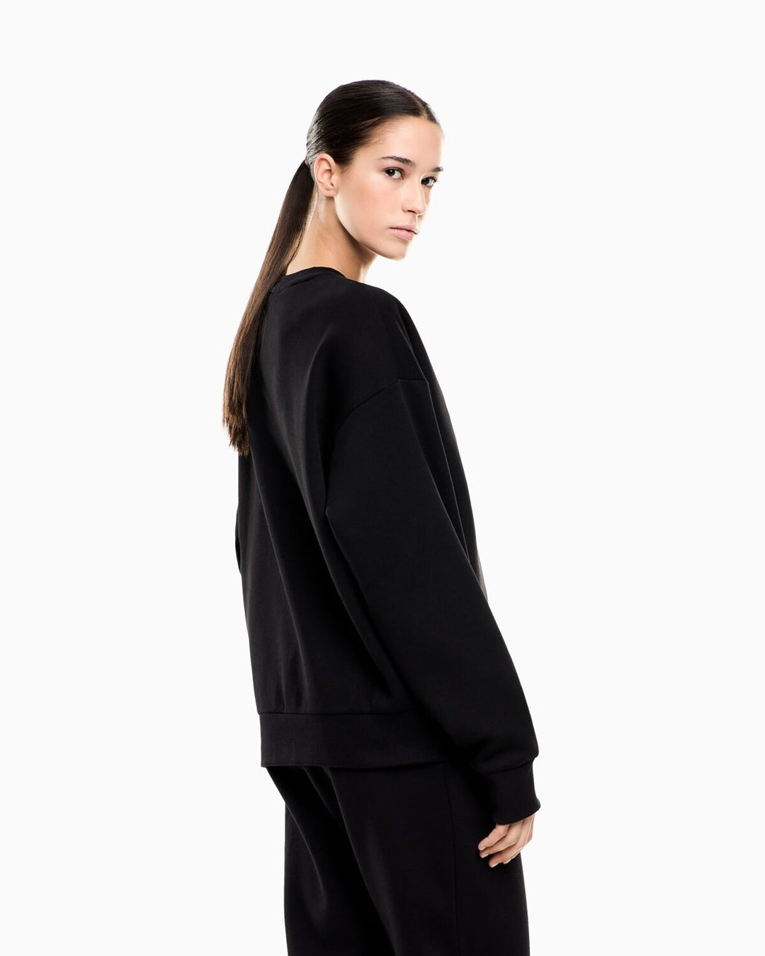 EMPORIO ARMANI EA7  Felpa a Giro Train Logo Argentato Grande Donna |  JEK PIT