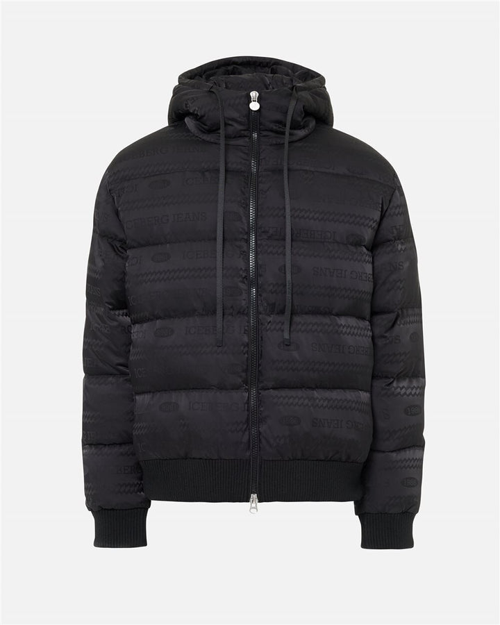 ICEBERG JEANS  Piumino Cappuccio Con Logo Allover Uomo |  JEK PIT