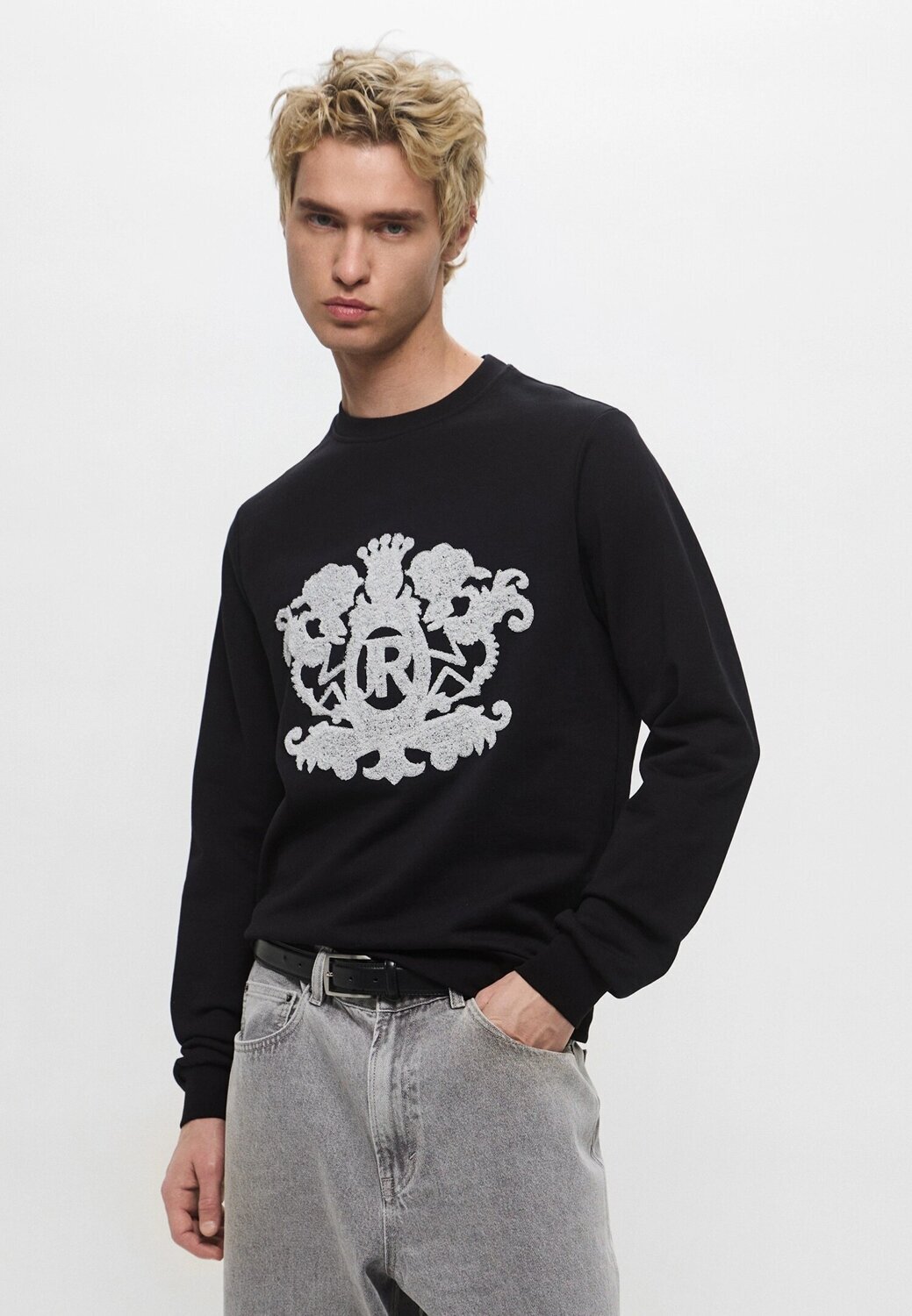 JOHN RICHMOND  Felpa Giro Logo Ricamato Gr Uomo |  JEK PIT