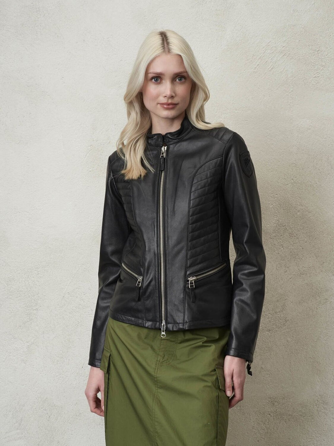 BLAUER  Giubbino Pelle Zip Logo Later. Donna |  JEK PIT
