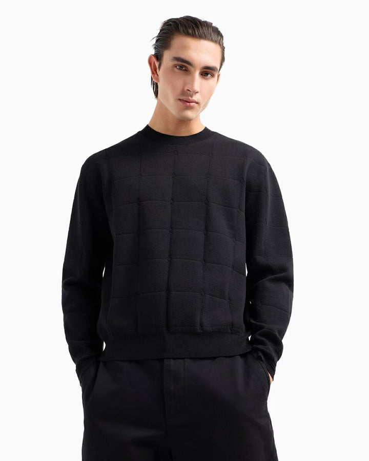 Maglione A Quadri Logo Polsino Uomo - JEK PIT