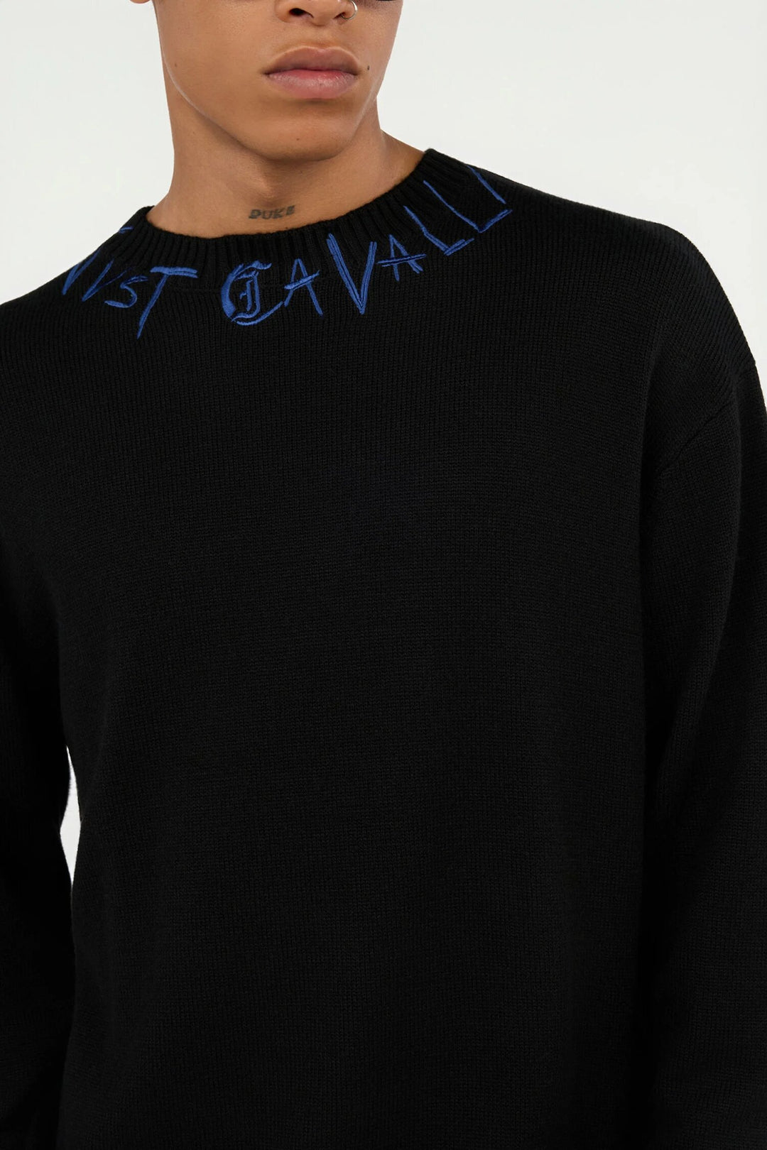 JUST CAVALLI  Maglione Mix Wo Logo Collo Jacqu Uomo |  JEK PIT