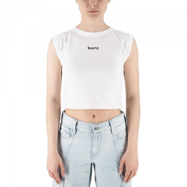 DISCLAIMER  Canotta Crop Stampa Fronte-Retro Donna |  JEK PIT