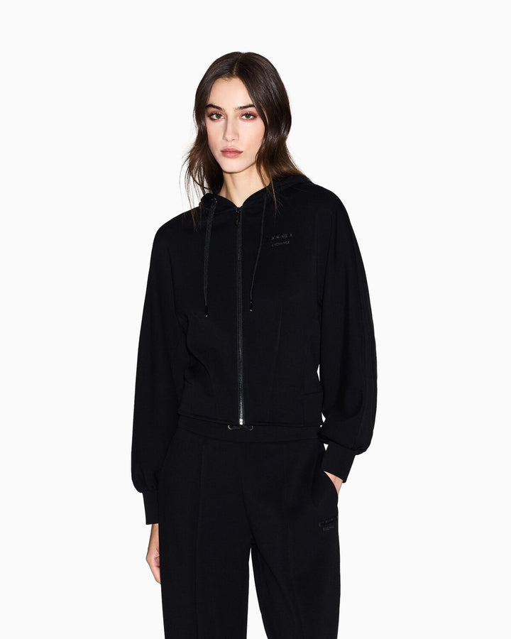 ARMANI EXCHANGE  Felpa Capp. e Zip Logo Argentato Piccolo Donna |  JEK PIT