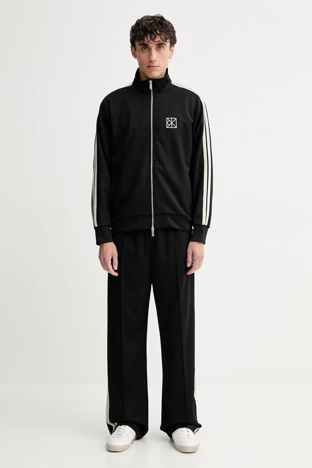 CALVIN KLEIN  Felpa Dbl Knt Stripe Con Zip e Banda Uomo |  JEK PIT