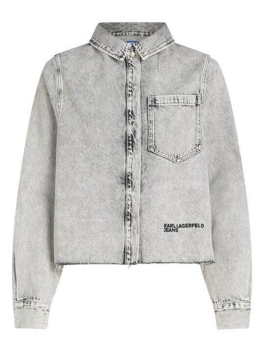 KARL LAGERFELD  Camicia In Jeans Con Logo Ricamato Donna |  JEK PIT