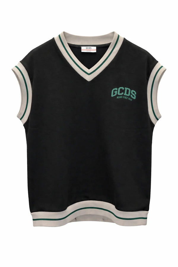 Canotta GCDS Logo Lounge Crew V-Neck da uomo, tessuto morbido e logo distintivo sulla parte frontale, vestibilità comoda.