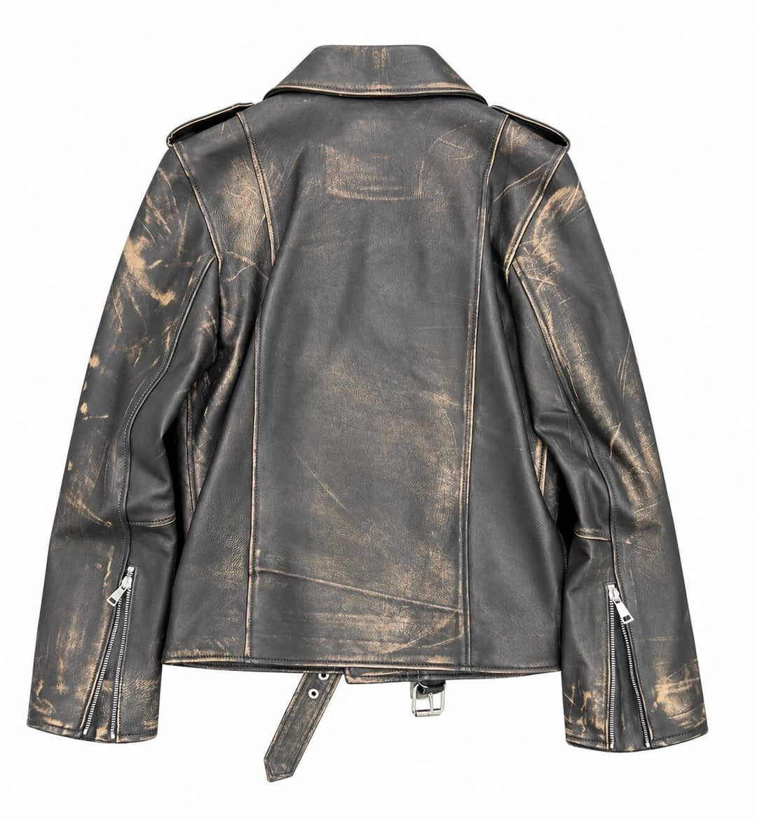 Chiodo in Vera Pelle Stonewash Uomo - JEK PIT