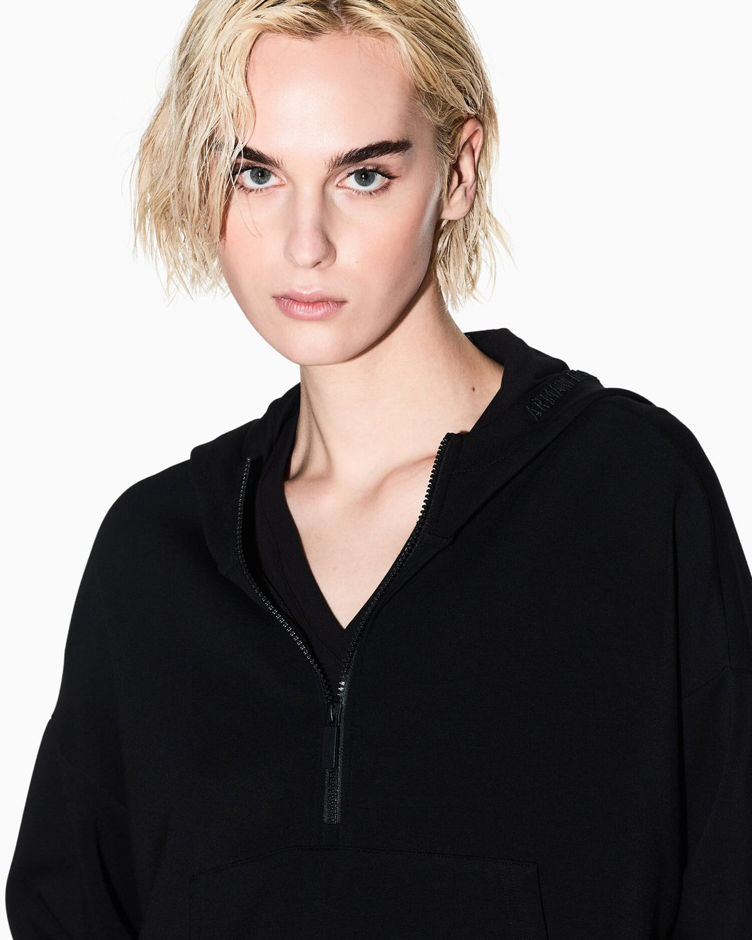 ARMANI EXCHANGE  Felpa Mezza Zip Logo Ricamato Su Capp. Donna |  JEK PIT