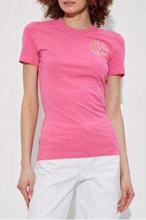 VERSACE JEANS  t-Shirt Thickfoil Logo Giro Dorato Donna |  JEK PIT