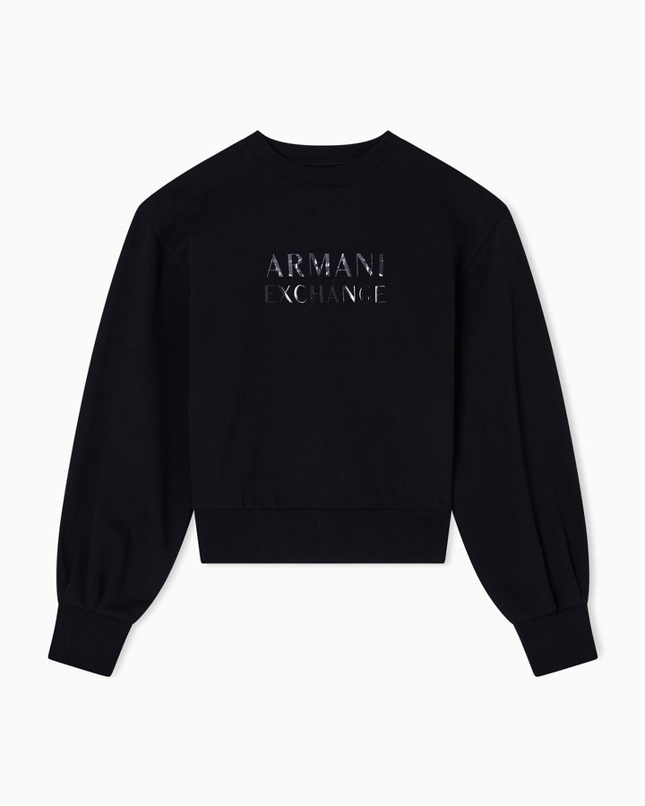 ARMANI EXCHANGE  Felpa a Giro Logo Maculato Grande Donna |  JEK PIT