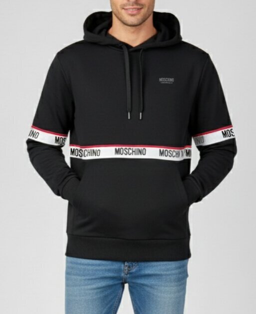 MOSCHINO  Felpa Cappuccio Con Banda Centrale Uomo |  JEK PIT