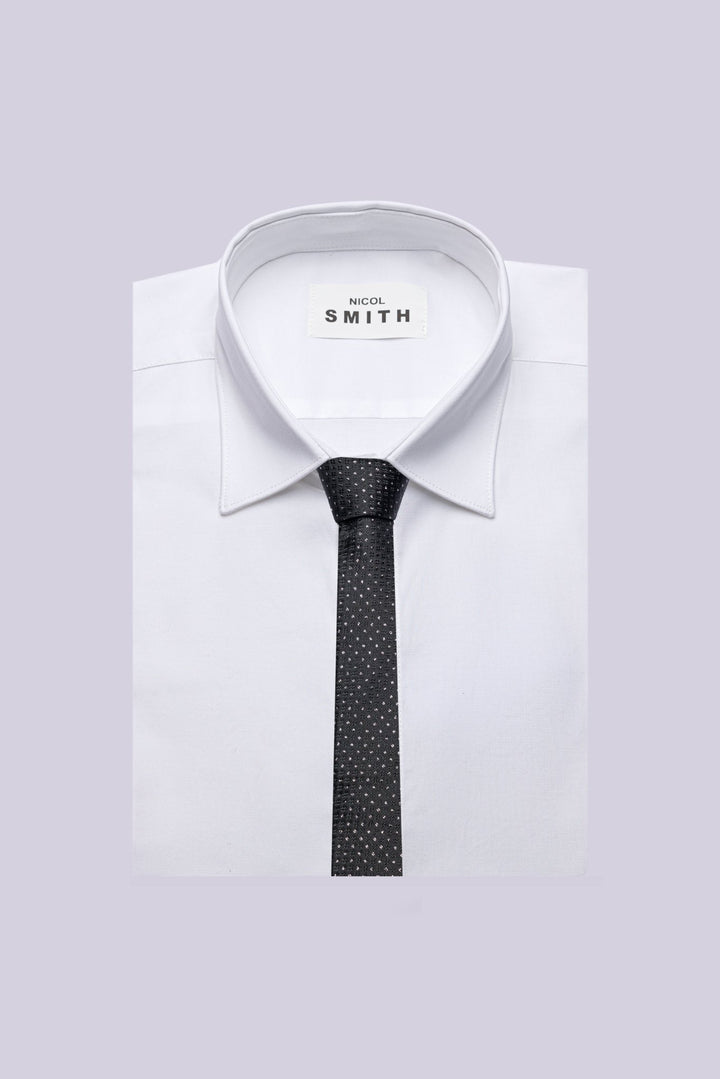 Nicol Smith | Cravatta in pura seta micro fantasia brillantinata - JEK PIT