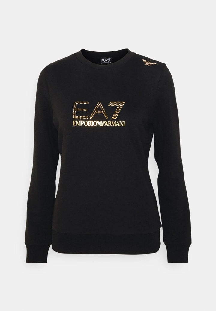 EMPORIO ARMANI EA7  Felpa Giro Logo Strass Donna |  JEK PIT