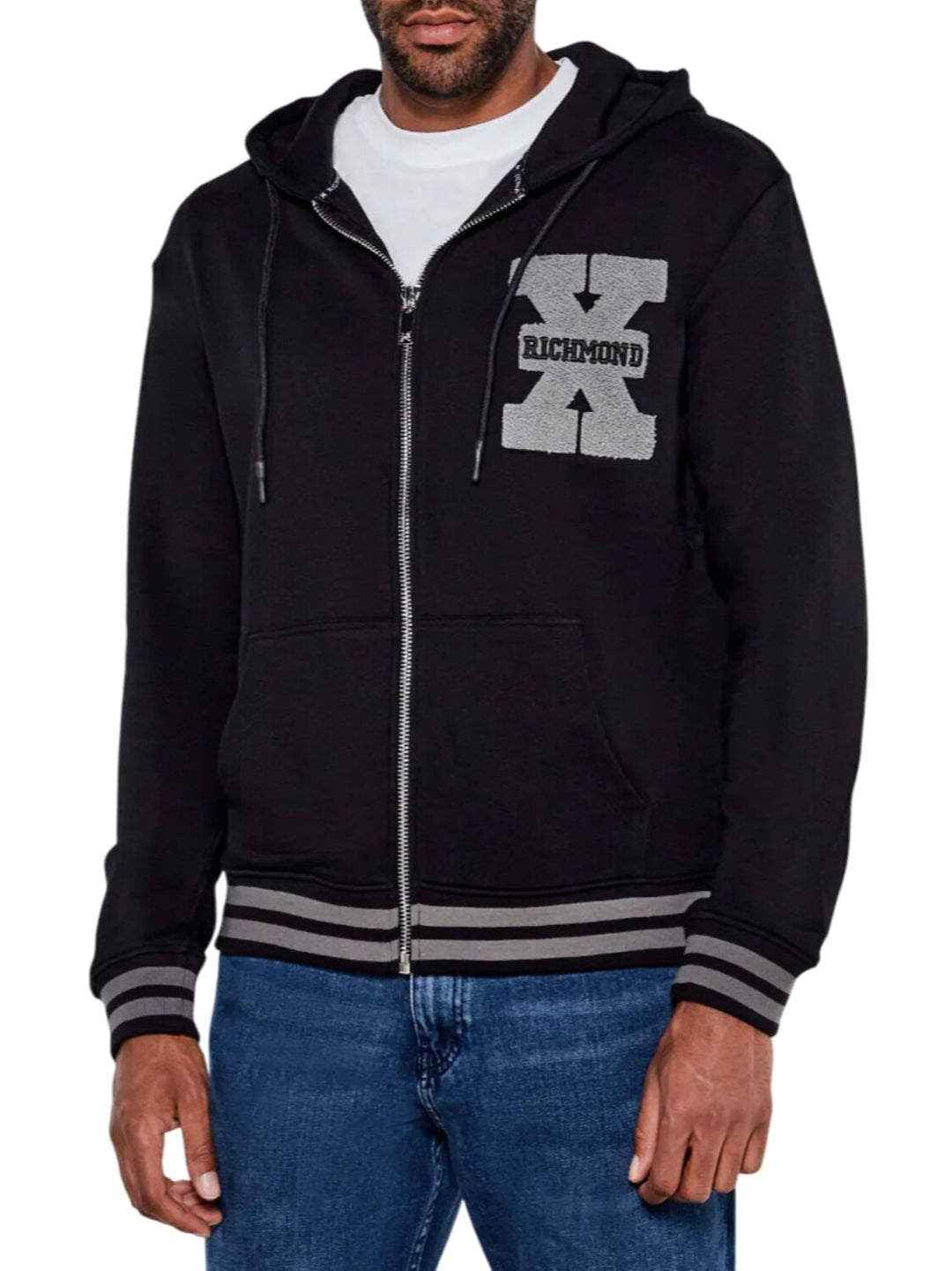 JOHN RICHMOND X  Felpa Con Zip e Cappuccio x Spugna Uomo |  JEK PIT