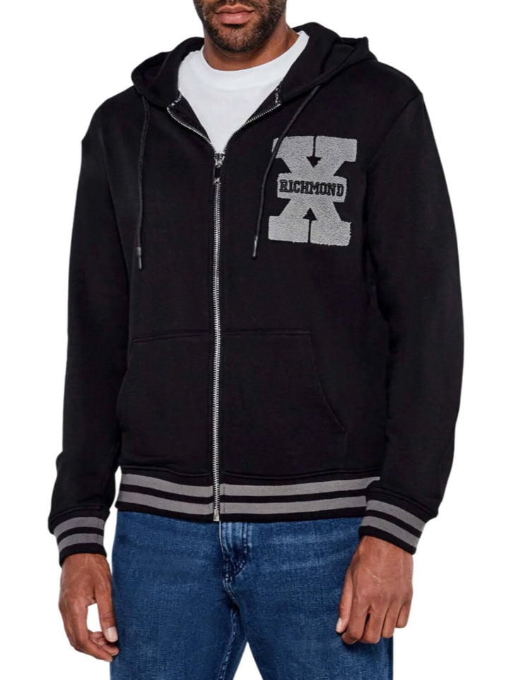 JOHN RICHMOND X  Felpa Con Zip e Cappuccio x Spugna Uomo |  JEK PIT