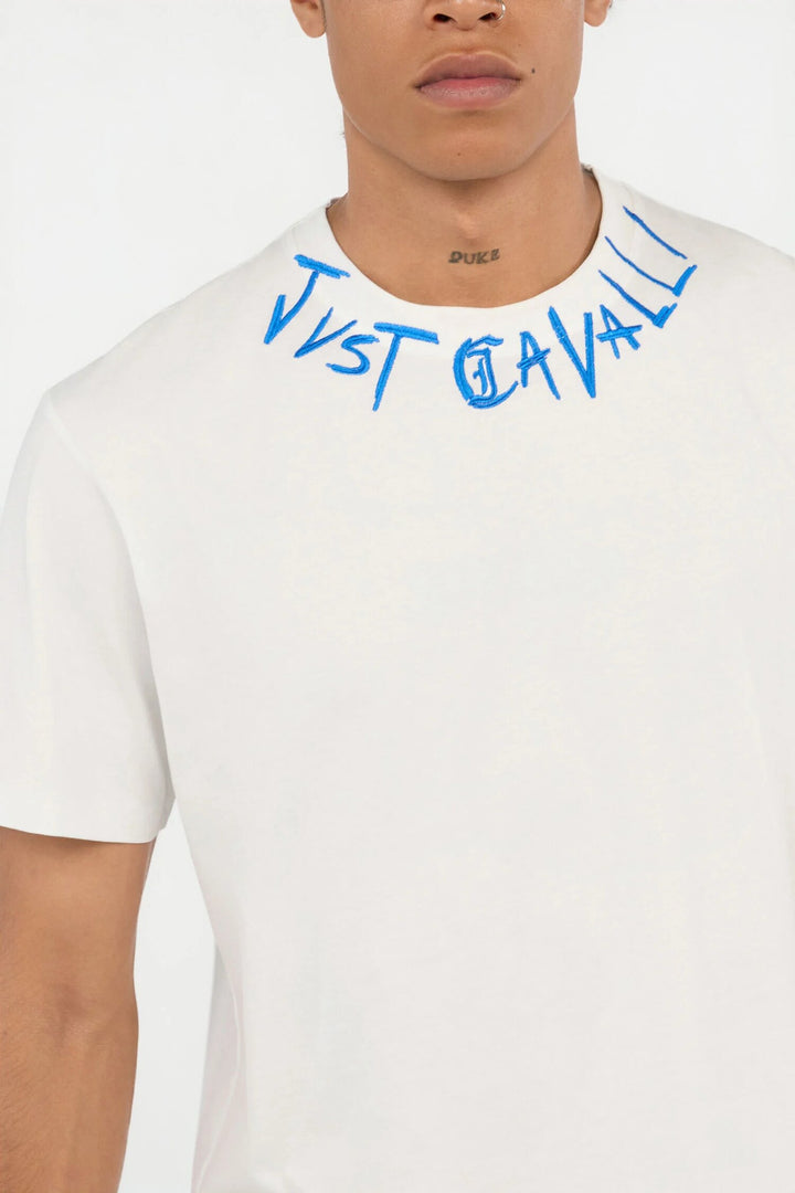 JUST CAVALLI  t-Shirt Con Ricamo Su Collo Uomo |  JEK PIT