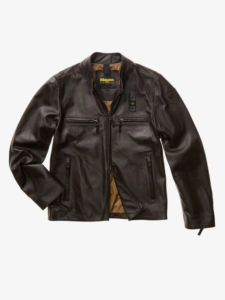 BLAUER  Giubbino Pelle Foderato Con Zip Frontali Uomo |  JEK PIT