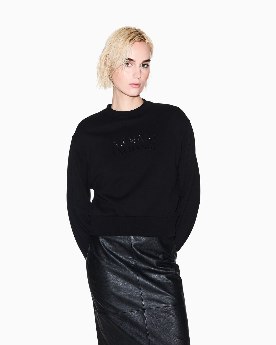 ARMANI EXCHANGE  Felpa a Giro Logo Maculato Grande Donna |  JEK PIT