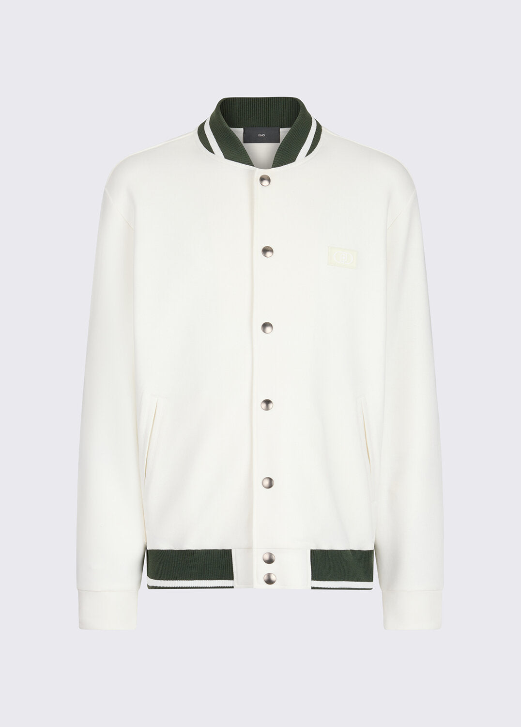 Felpa con bottoni LIU-JO in stile collage, giacca casual con dettagli colorati e bottoni frontali, moda giovane e trendy