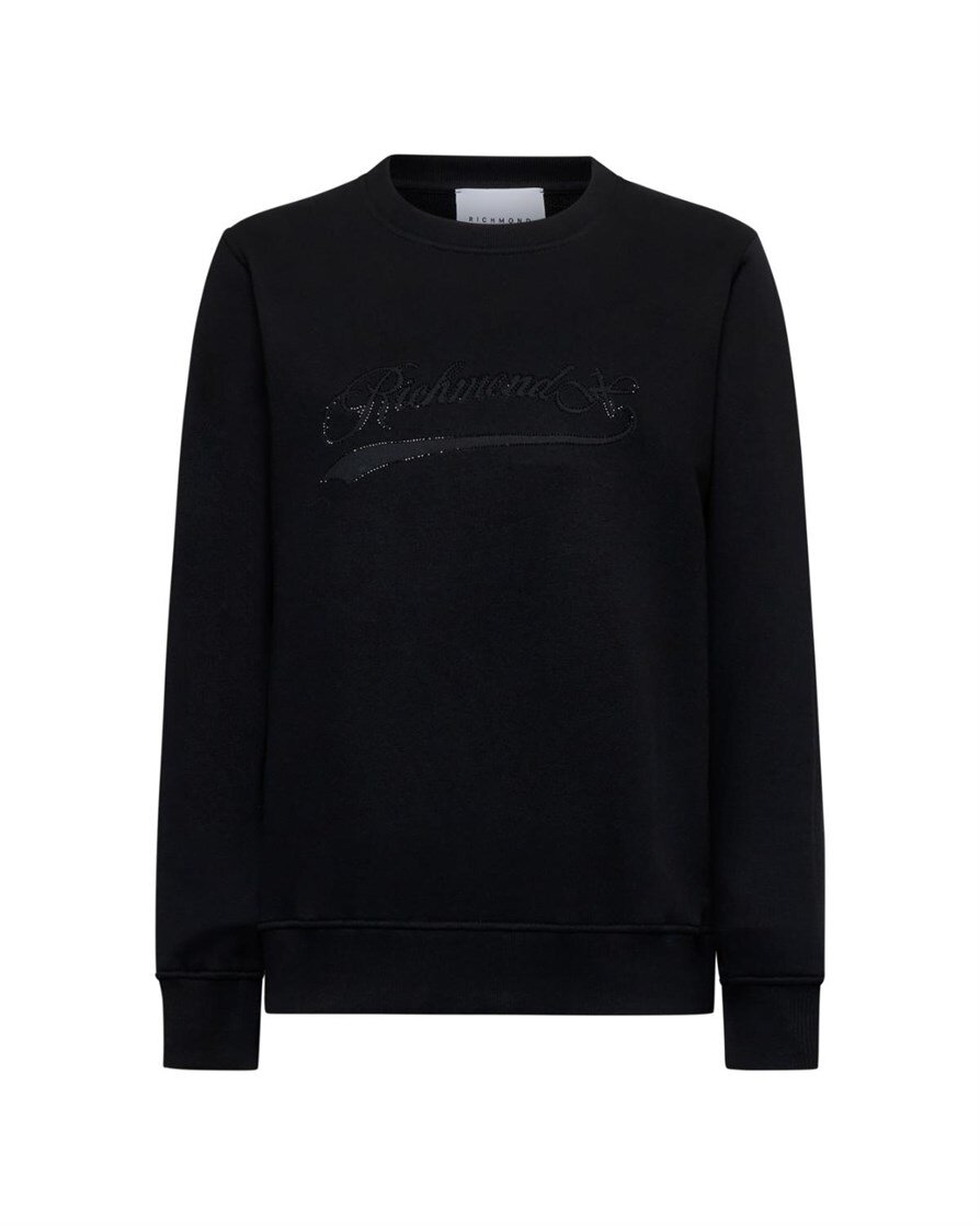 JOHN RICHMOND X  Felpa Giro Con Logo Brillantinato Donna |  JEK PIT