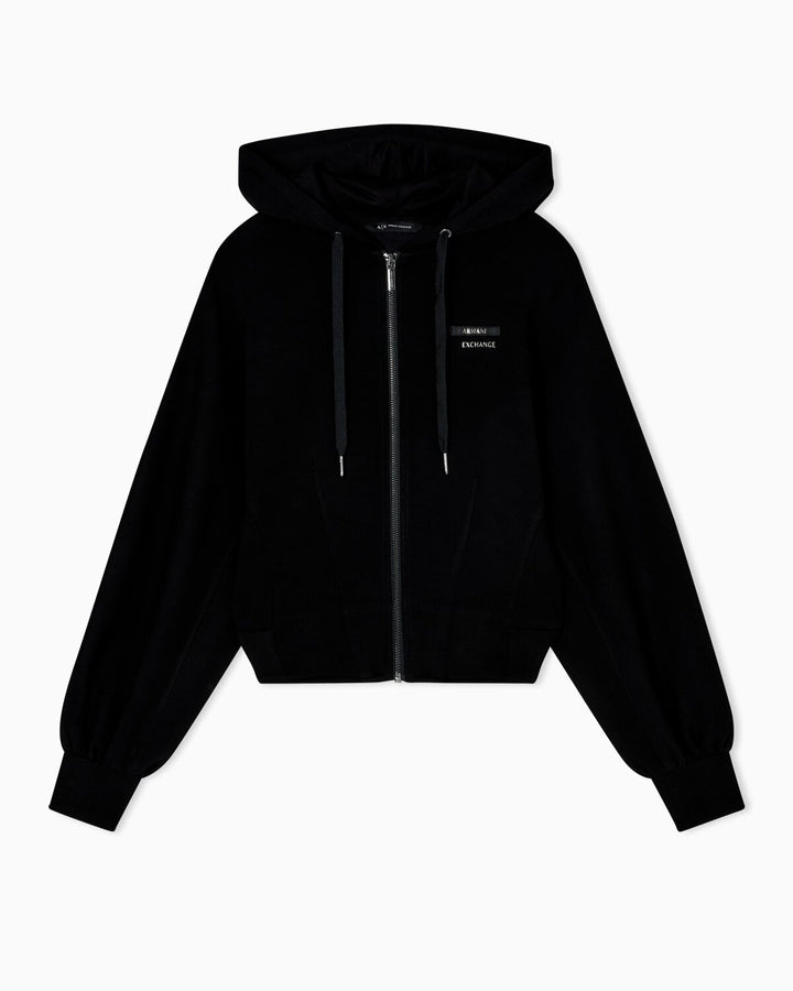 ARMANI EXCHANGE  Felpa Capp. e Zip Logo Argentato Piccolo Donna |  JEK PIT