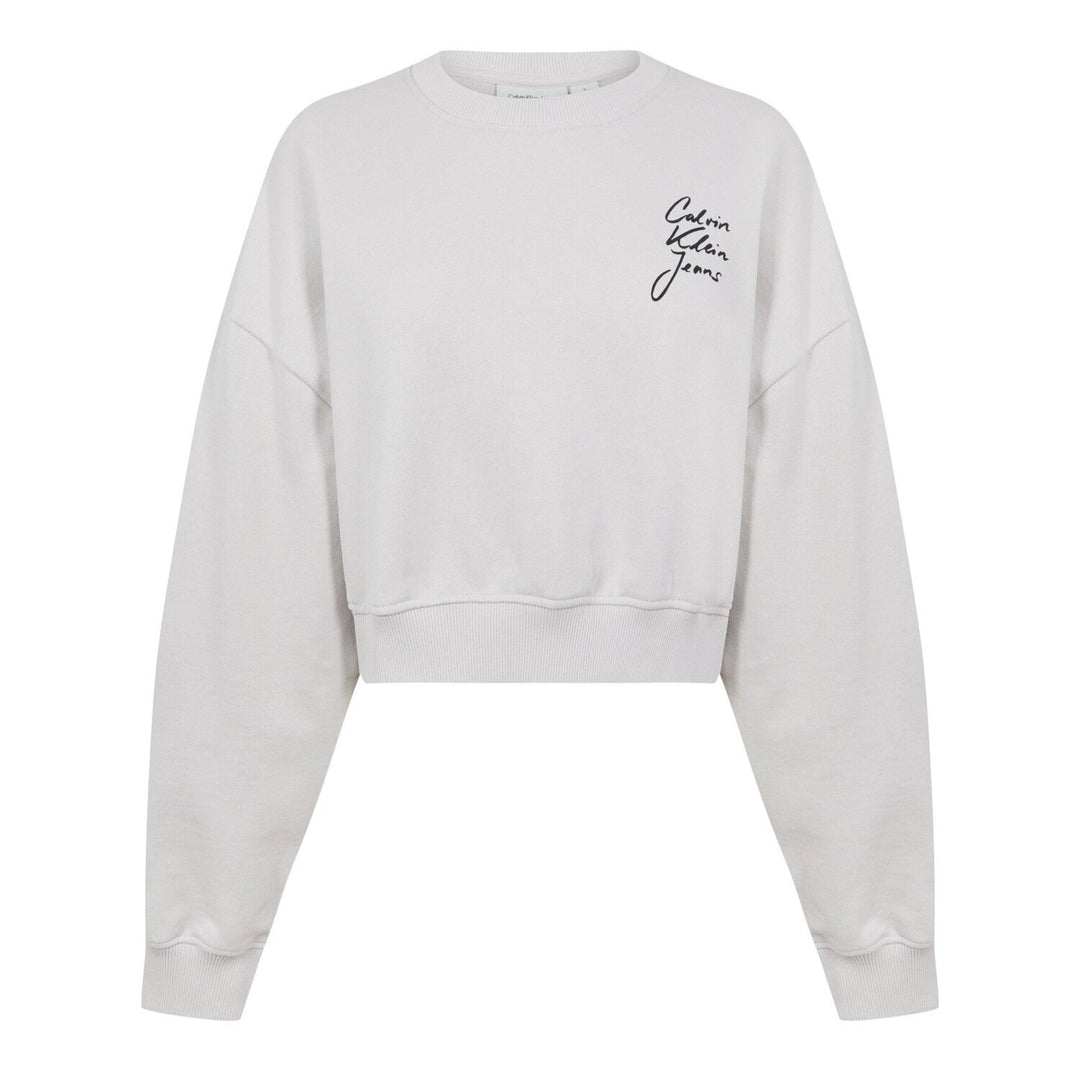 CALVIN KLEIN  Felpa a Giro Corta Logo Corsivo Donna |  JEK PIT