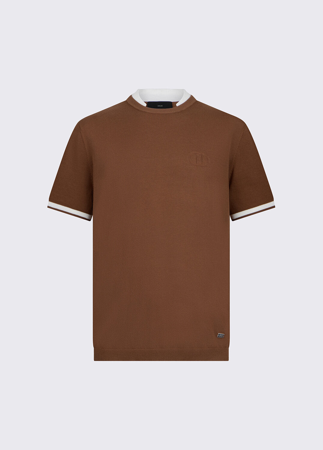 Maglietta LIU-JO in filo doppio con collo rotondo, tessuto morbido e confortevole, vista frontale su sfondo neutro.