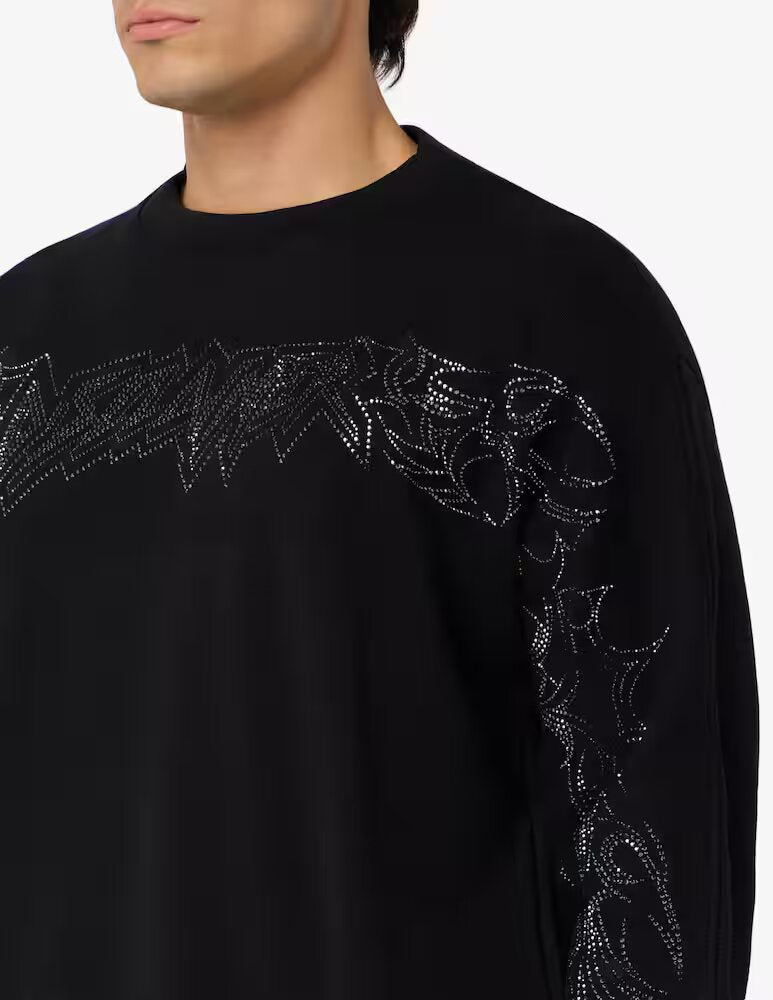 DISCLAIMER  Felpa a Giro Logo Con Strass Grande Uomo |  JEK PIT