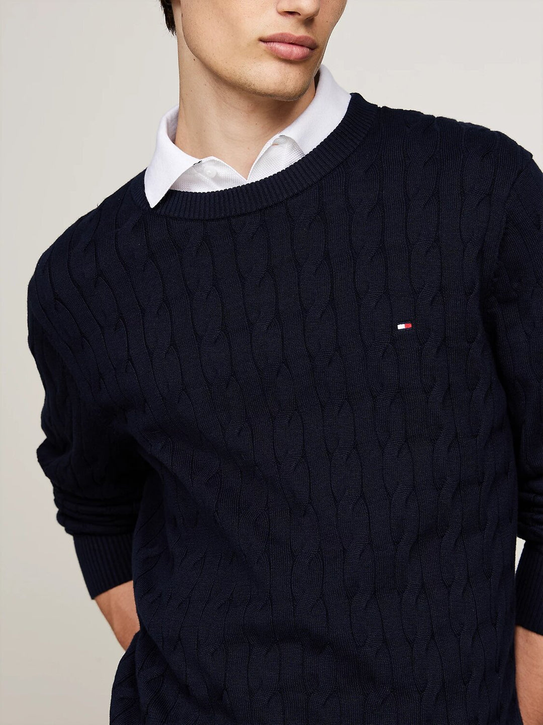 TOMMY HILFIGER  Maglione Giro Intrecciato Cable Uomo |  JEK PIT