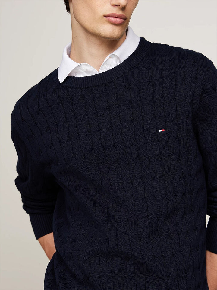 TOMMY HILFIGER  Maglione Giro Intrecciato Cable Uomo |  JEK PIT