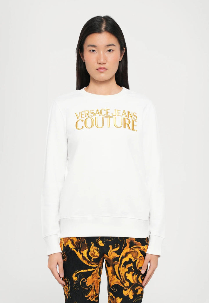 VERSACE JEANS  Felpa Giro Con Ricamo Gold Donna |  JEK PIT